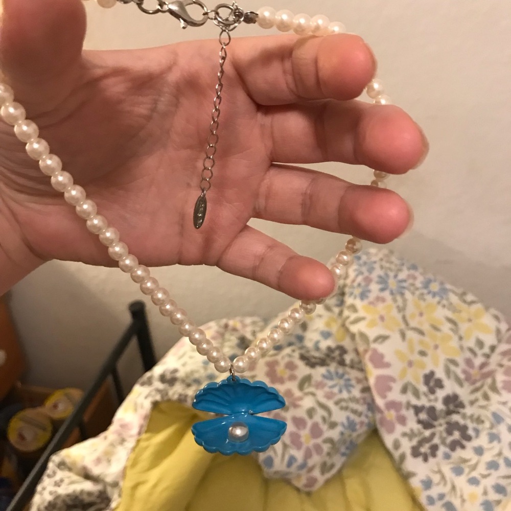 Dolls Kill Blue and White Pearl Necklace